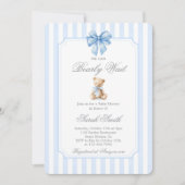 Grand millennial Teddy Bear Baby shower Boy Kaart (Voorkant)