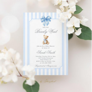 Grand millennial Teddy Bear Baby shower Boy Kaart