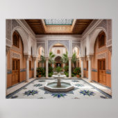 Grand Moroccan Riad Courtyard with Marble Fountain Poster (Voorkant)