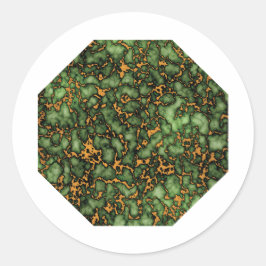 Grand Moss Groen en Goud Marmer Ronde Sticker