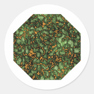 Grand Moss Groen en Goud Marmer Ronde Sticker