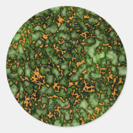 Grand Moss Groen en Goud Marmer Textuur Design Ronde Sticker