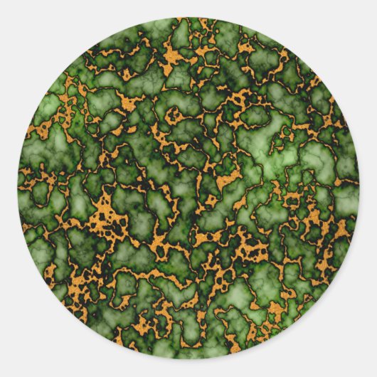 Grand Moss Groen en Goud Marmer Textuur Design Ronde Sticker (Voorkant)