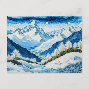 Grand Mountain Peaks met besneeuwde toppen Feestdagenkaart