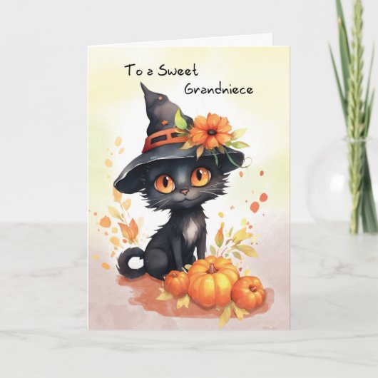 Grand niece lief halloween kat kaart (Voorkant)