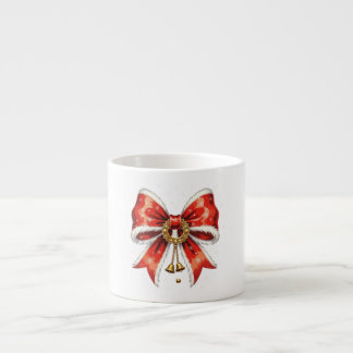Grand nœud rouge festif aquarelle – Élégance vinta Espresso Kop