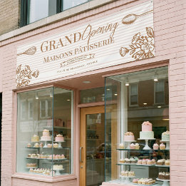 Grand Opening Bakery Business Floral Whisk Spoon Spandoek