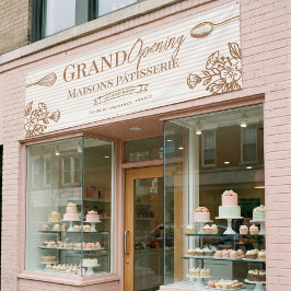 Grand Opening Bakery Business Floral Whisk Spoon Spandoek