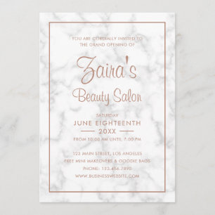 Grand Opening Beauty Salon Modern Marble Roos Gold Kaart