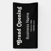 Grand Opening Bedrijfsnaam Telefoon Website Zwart Spandoek (Verticaal)