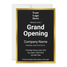 Grand Opening Black and Gold Business Uitnodiging