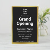 Grand Opening Black and Gold Business Uitnodiging (Staand voorkant)