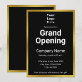 Grand Opening Black and Gold Business Uitnodiging (Voorkant / Achterkant)