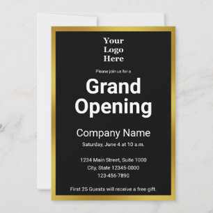 Grand Opening Black and Gold Business Uitnodiging