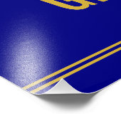 Grand Opening Blauw Goud Bedrijf Naam Venster Teke Foto Afdruk (Hoek)