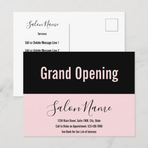 Grand Opening Bleek Roze Zwart Manuscript Beauty S Briefkaart