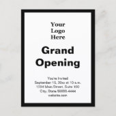 Grand Opening Business Logo Black White Invitation Briefkaart (Voorkant)