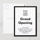 Grand Opening Business Logo Black White Invitation Briefkaart (Voorkant / Achterkant)