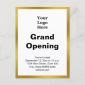 Grand Opening Business Logo Gold White Invitation Briefkaart (Voorkant)