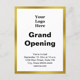 Grand Opening Business Logo Gold White Invitation Briefkaart