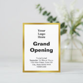 Grand Opening Business Logo Gold White Invitation Briefkaart (Staand voorkant)