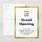 Grand Opening Business Logo Gold White Invitation Briefkaart (Voorkant / Achterkant)