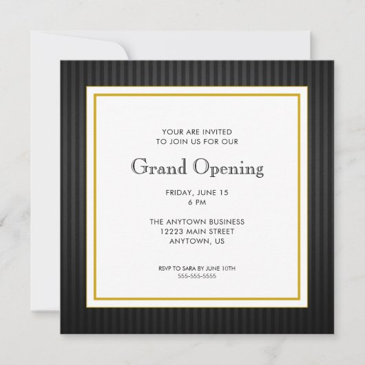 Grand Opening Business Professional | Zwart & Goud Kaart (Voorkant)