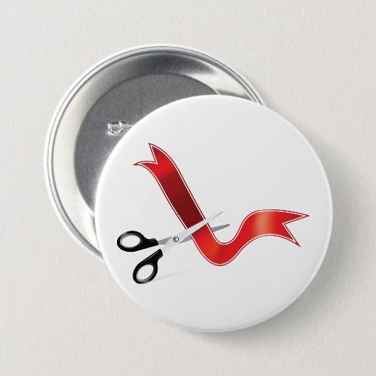 Grand Opening Celebration Schaar Snijlint Ronde Button 7,6 Cm (Voorkant /achterkant)