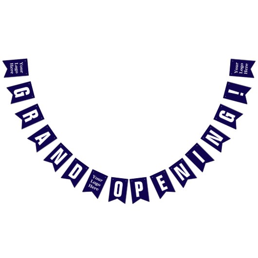 Grand Opening Dark Blue and White Your Logo Here Vlaggetjes (Alle)