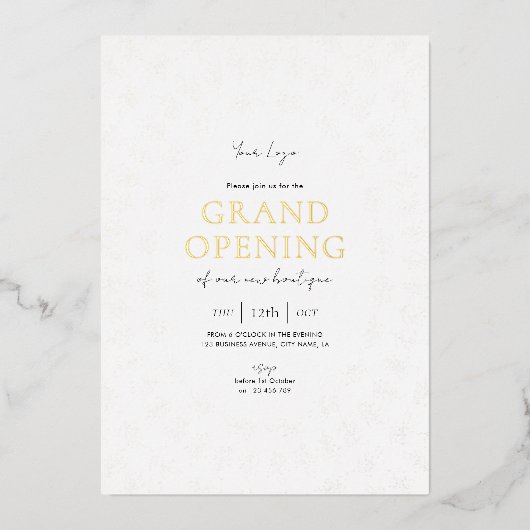 Grand Opening Elegant Business Launch Event Folie Uitnodiging (Voorkant)