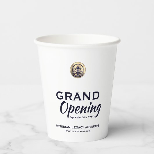 Grand Opening Event Paper Cups Papieren Bekers (Achterkant)