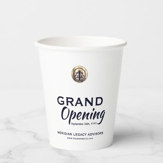 Grand Opening Event Paper Cups Papieren Bekers (Voorkant)