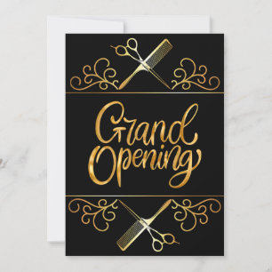 Grand Opening Gouden en Zwarte Schoonheidssalon Kaart