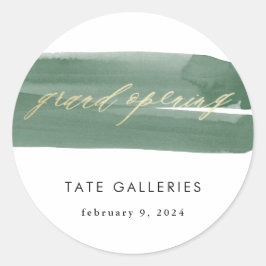 Grand Opening Green Ribbon Ronde Sticker