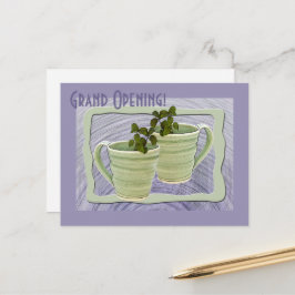 Grand Opening Groene Spiraal Mokken Mintsprigs Fot Briefkaart