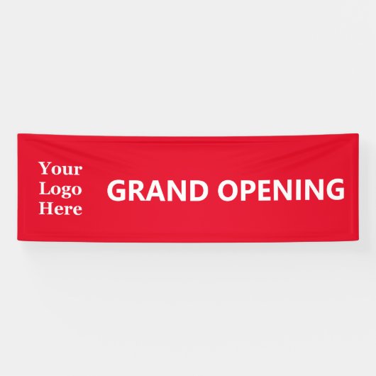 Grand Opening Helder Rood Wit Bedrijf met Logo Spandoek (Horizontaal)