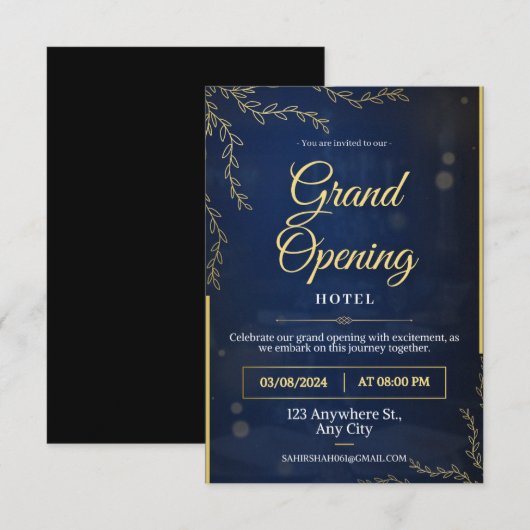 grand opening hotel uitnodiging Flat Kaart (Voorkant / Achterkant)