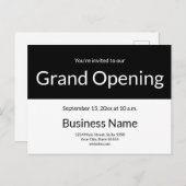 Grand Opening Invitation Business Black and White Briefkaart (Voorkant / Achterkant)