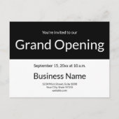 Grand Opening Invitation Business Black and White Briefkaart (Voorkant)