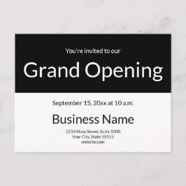 Grand Opening Invitation Business Black and White Briefkaart