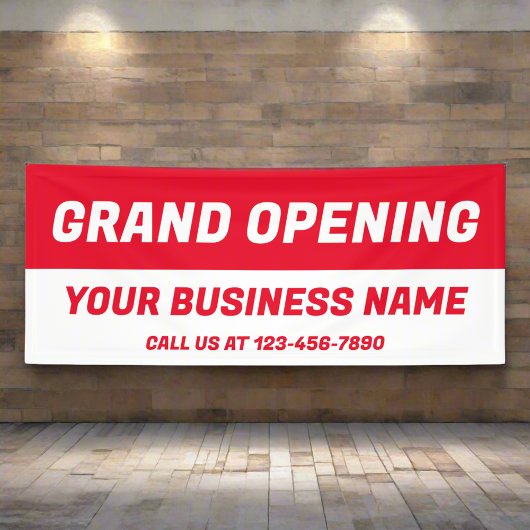 Grand Opening l Rood & Wit Business Sign Banner