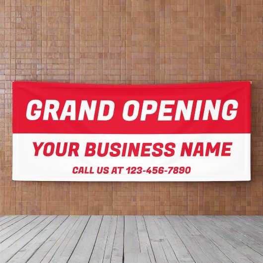 Grand Opening l Rood & Wit Business Sign Banner