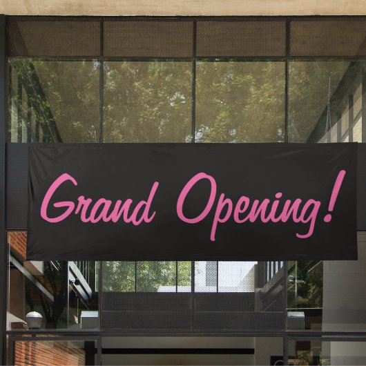 Grand Opening l Zwart & Roze Promotie Tekst Spandoek