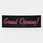 Grand Opening l Zwart & Roze Promotie Tekst Spandoek (Horizontaal)