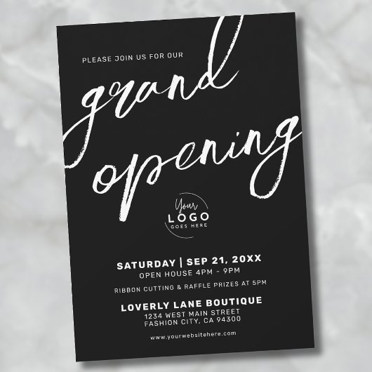 Grand Opening Logo Elegant Business Kaart
