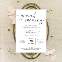 Grand Opening Logo minimalistisch zwart-wit