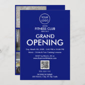 Grand Opening Modern Blue Business Logo QR-code Kaart (Voorkant / Achterkant)