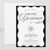 GRAND OPENING modern business event black wave Kaart (Voorkant / Achterkant)