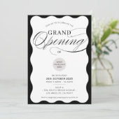 GRAND OPENING modern business event black wave Kaart (Staand voorkant)