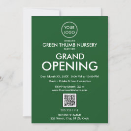 Grand Opening Modern Green Business Logo QR-code Kaart
